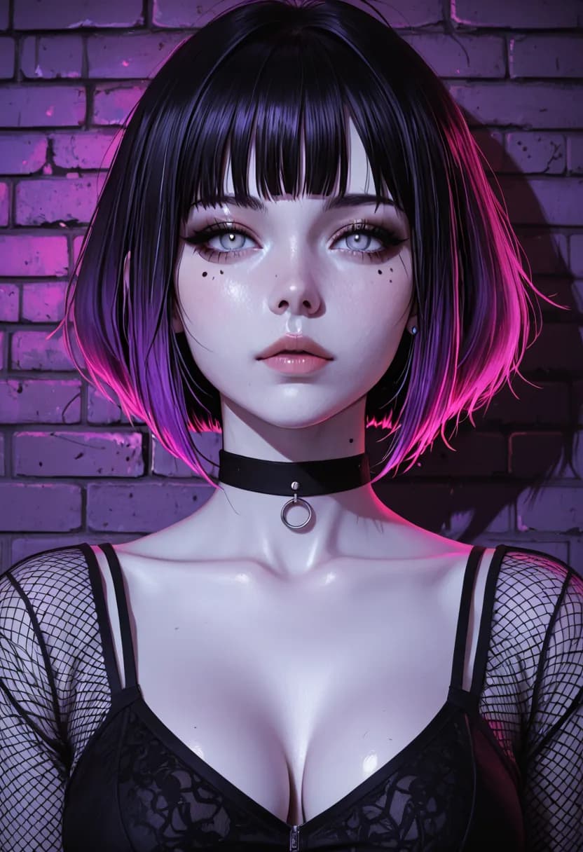 Goth-styled anime portrait with dark makeup, generated on Creamify with one of its anime image engines