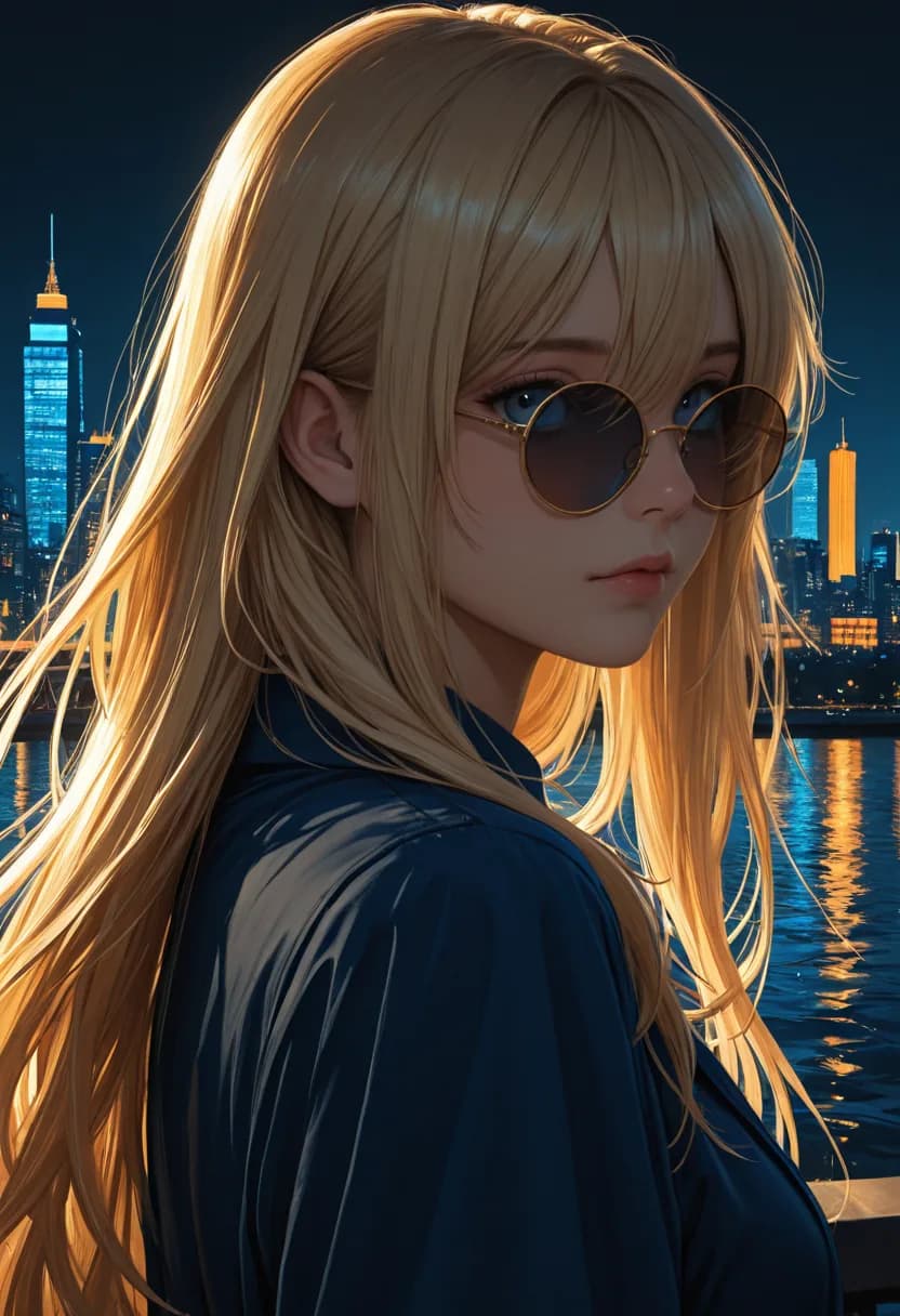 Stylised anime character portrait wearing sunglasses