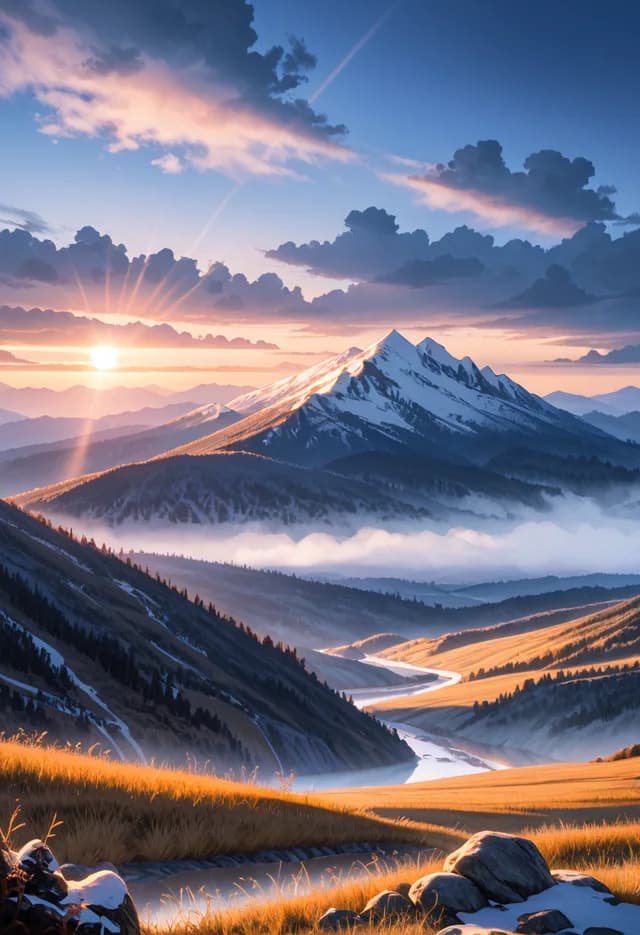 Mountain landscape rendered in anime style