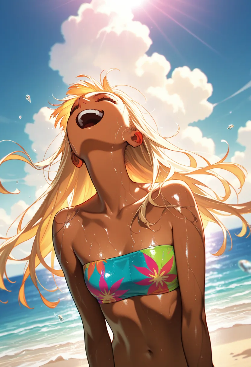 Polished anime character illustration in daylight