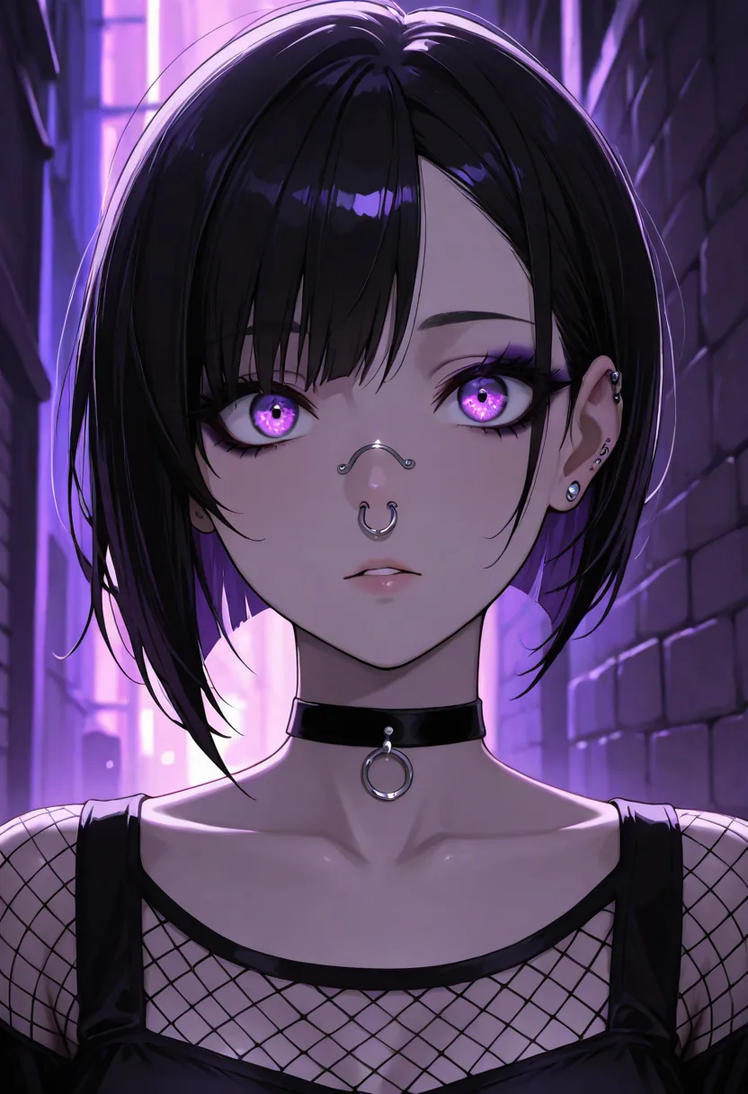Goth-styled anime portrait rendered on Kira, one of Creamify's own tag-prompted anime engines — our output, not NovelAI's