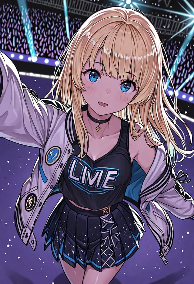 Stage-lit anime performance scene