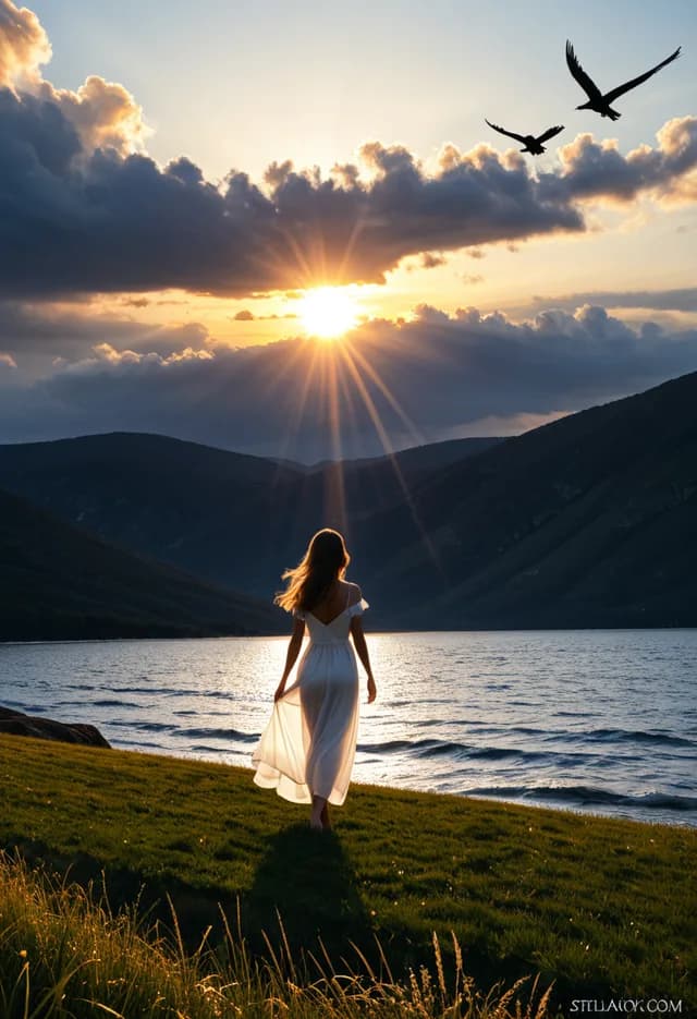 High-contrast realistic figure in golden light