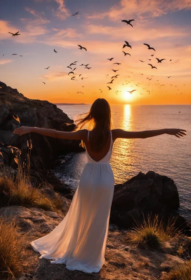 Figure at sunset with warm directional light