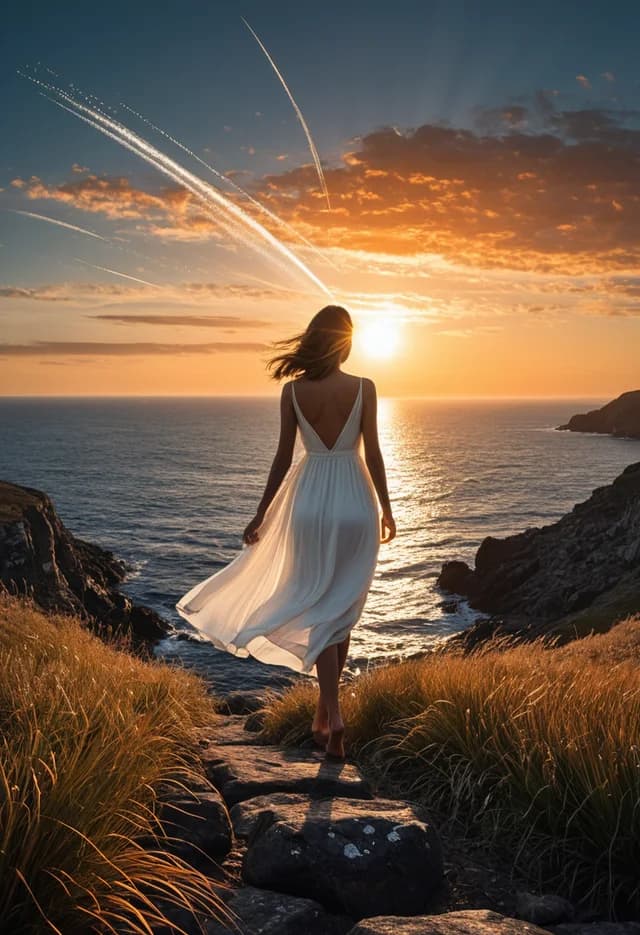 Cinematic golden-hour scene