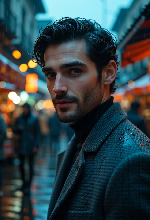 Male character portrait with warm tones
