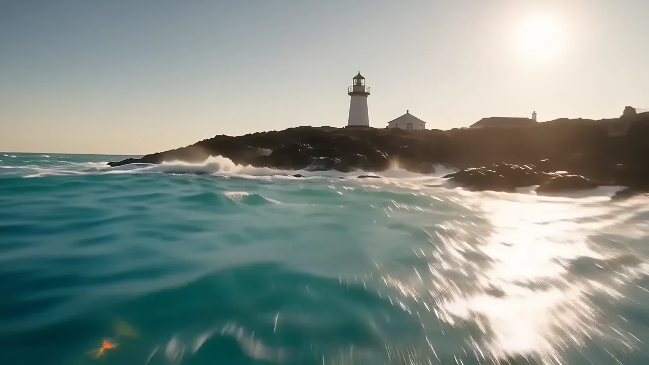 Coastal drone flyover frame rendered by Creamify's Wan 2.7 video engine — our own output, not a Grok Imagine sample